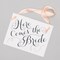 Ritzy Rose Cute Ring Bearer Sign - Slate on 11x8in White Linen Cardstock with Blush Ribbon